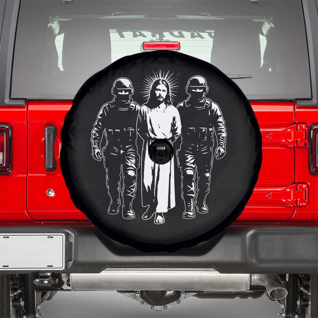 Jesus Arrested Parody Spare Tire Cover Funny Immigrant Rights Political Protest TS11 Black Print Your Wear