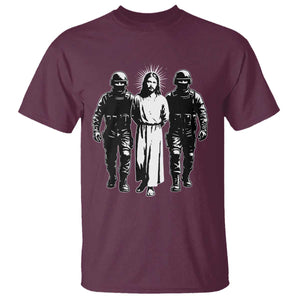 Jesus Arrested Parody T Shirt Funny Immigrant Rights Political Protest TS11 Maroon Print Your Wear