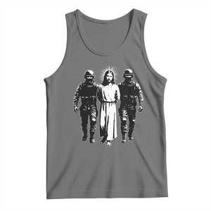 Jesus Arrested Parody Tank Top Funny Immigrant Rights Political Protest TS11 Black Heather Print Your Wear