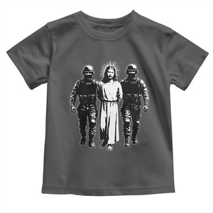 Jesus Arrested Parody Toddler T Shirt Funny Immigrant Rights Political Protest TS11 Dark Heather Print Your Wear