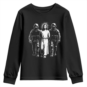 Jesus Arrested Parody Youth Sweatshirt Funny Immigrant Rights Political Protest TS11 Black Print Your Wear