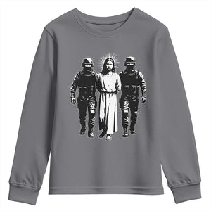 Jesus Arrested Parody Youth Sweatshirt Funny Immigrant Rights Political Protest TS11 Charcoal Print Your Wear
