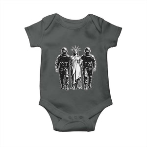 Statue Of Liberty Arrested Baby Onesie Funny Immigrant Rights Political Protest TS11 Dark Heather Print Your Wear