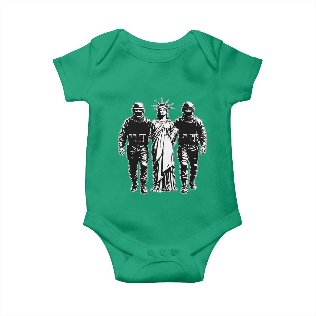 Statue Of Liberty Arrested Baby Onesie Funny Immigrant Rights Political Protest TS11 Irish Green Print Your Wear