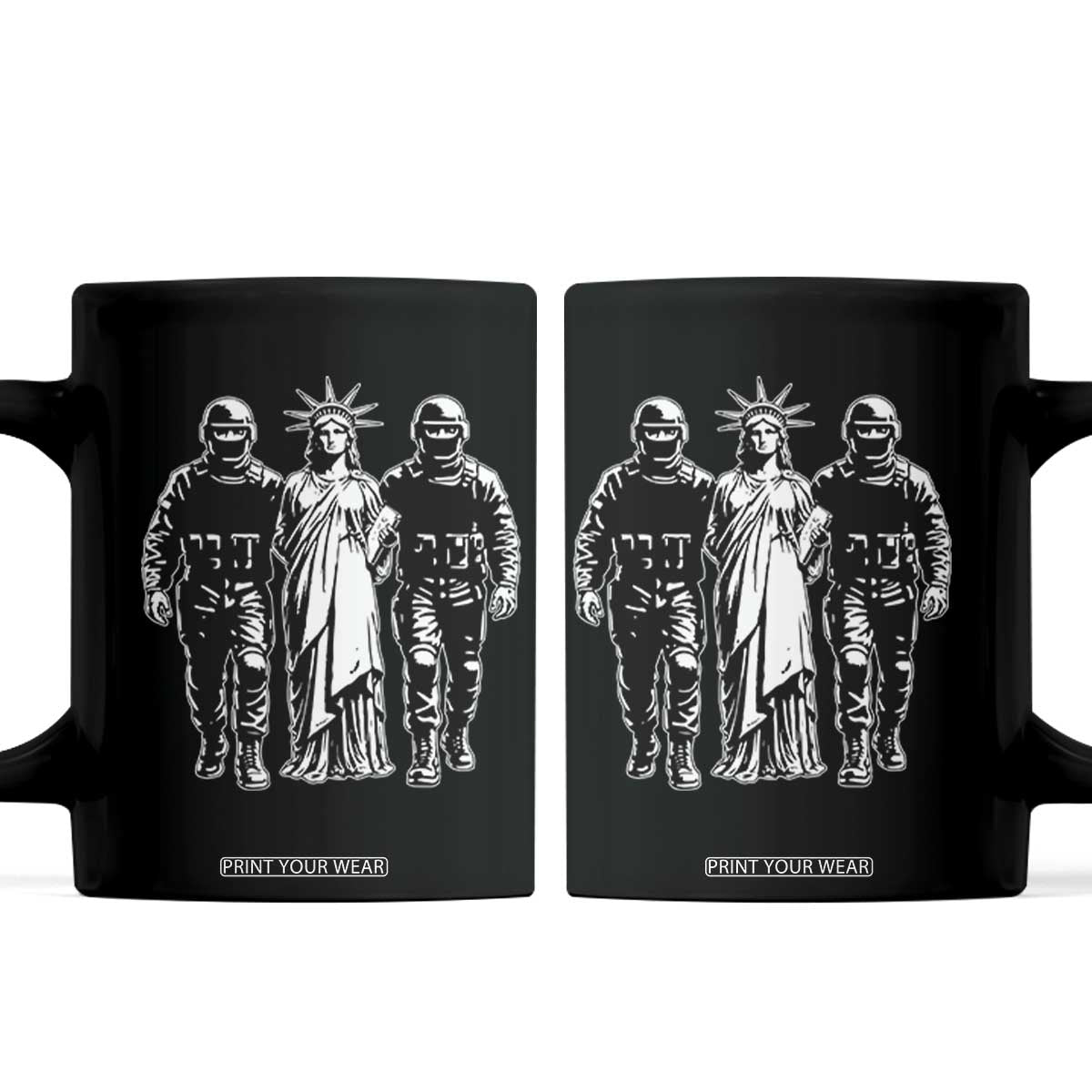 Statue Of Liberty Arrested Coffee Mug Funny Immigrant Rights Political Protest TS11 Black Print Your Wear
