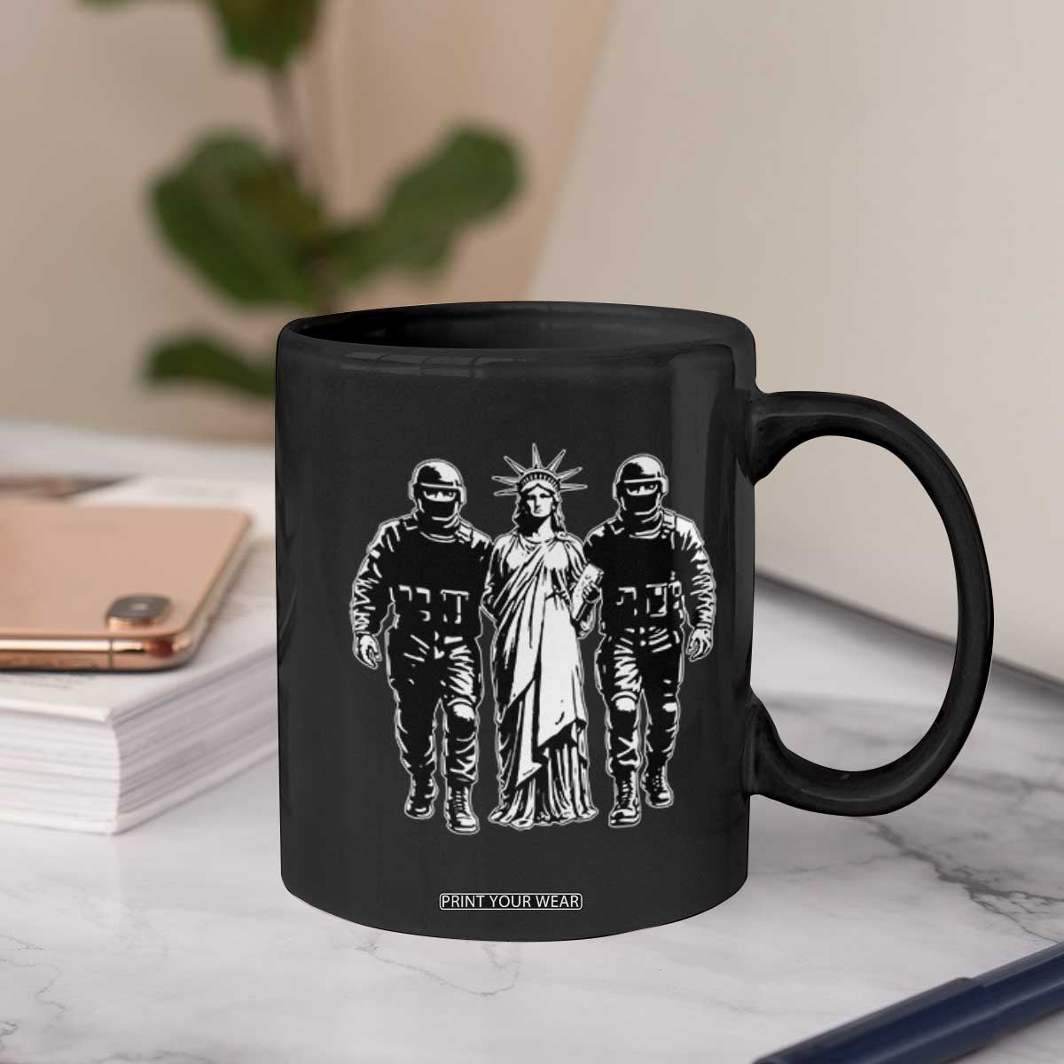Statue Of Liberty Arrested Coffee Mug Funny Immigrant Rights Political Protest TS11 Print Your Wear