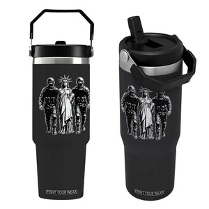 Statue Of Liberty Arrested Flip Straw Tumbler Funny Immigrant Rights Political Protest TS11 One Size: 30 oz Black Print Your Wear