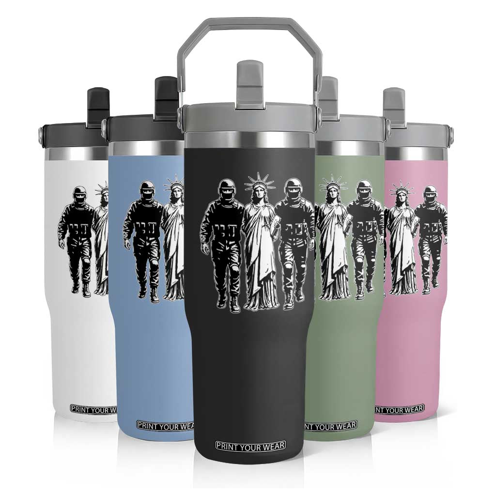 Statue Of Liberty Arrested Flip Straw Tumbler Funny Immigrant Rights Political Protest TS11 Print Your Wear