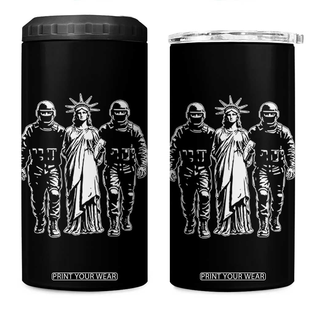 Statue Of Liberty Arrested 4 in 1 Can Cooler Tumbler Funny Immigrant Rights Political Protest TS11 One Size: 16 oz Black Print Your Wear