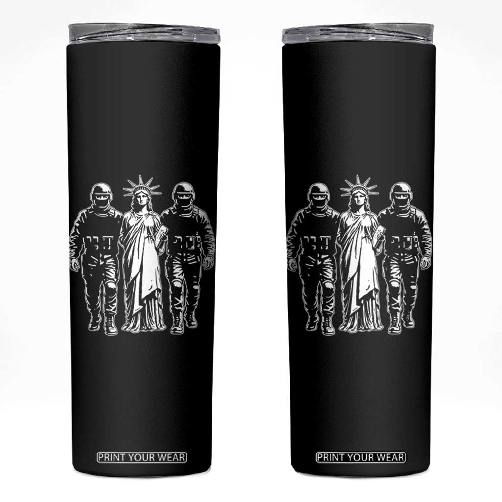 Statue Of Liberty Arrested Skinny Tumbler Funny Immigrant Rights Political Protest TS11 Black Print Your Wear