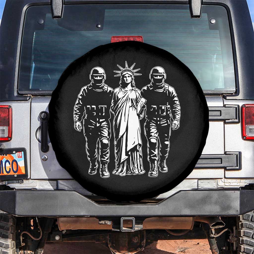 Statue Of Liberty Arrested Spare Tire Cover Funny Immigrant Rights Political Protest TS11 No hole Black Print Your Wear