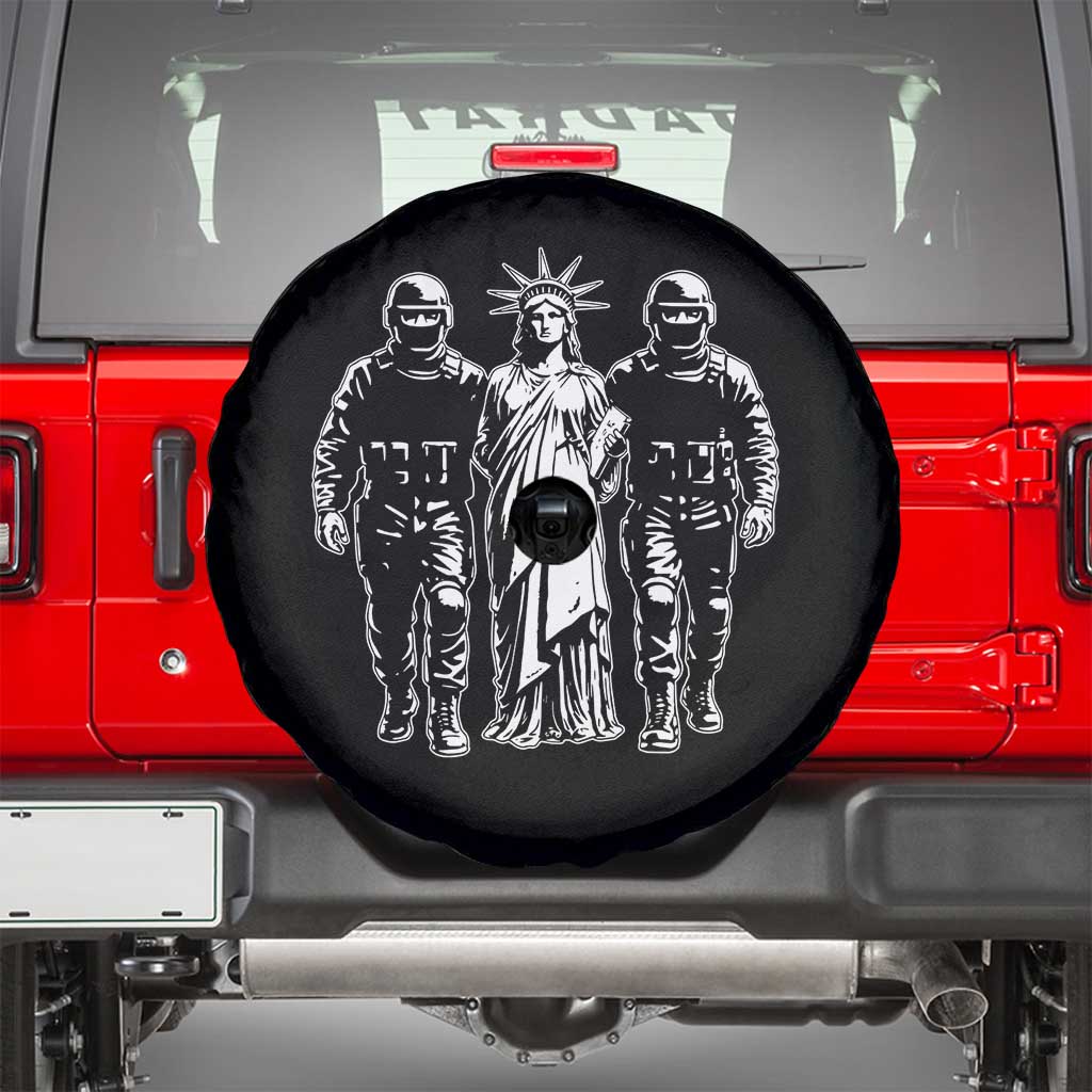 Statue Of Liberty Arrested Spare Tire Cover Funny Immigrant Rights Political Protest TS11 Black Print Your Wear