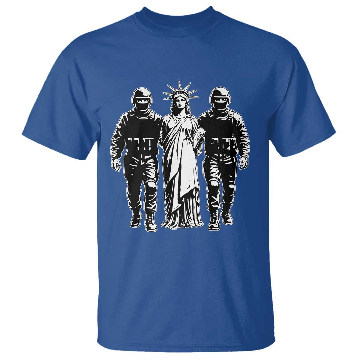 Statue Of Liberty Arrested T Shirt - Funny Immigrant Rights Political Protest Tee TS11 Royal Blue Print Your Wear