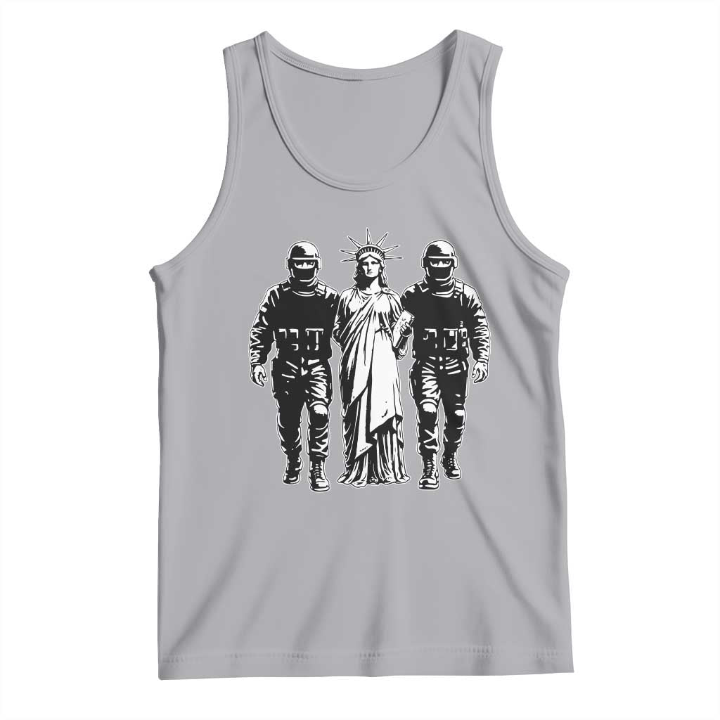 Statue Of Liberty Arrested Tank Top Funny Immigrant Rights Political Protest TS11 Athletic Heather Print Your Wear