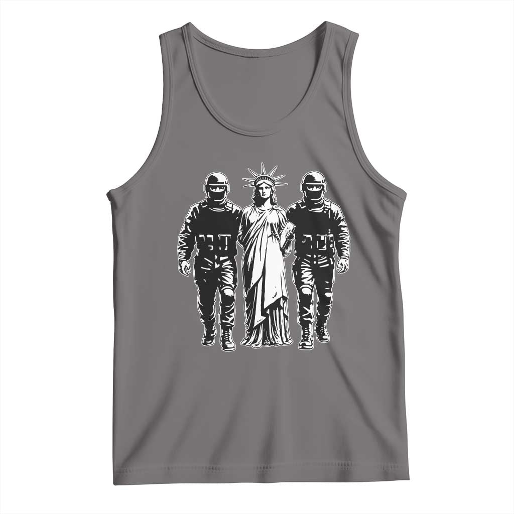 Statue Of Liberty Arrested Tank Top Funny Immigrant Rights Political Protest TS11 Deep Heather Print Your Wear