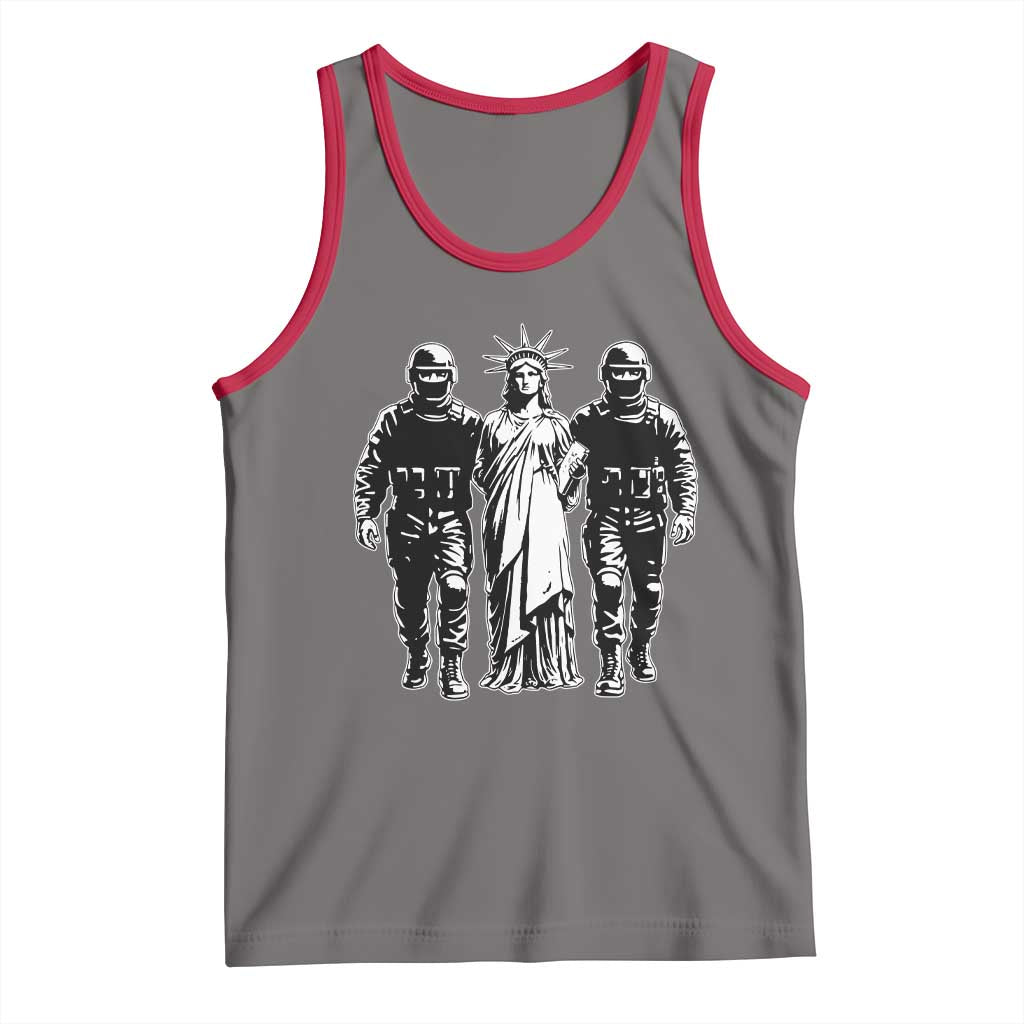 Statue Of Liberty Arrested Tank Top Funny Immigrant Rights Political Protest TS11 Deep Heather Red Print Your Wear