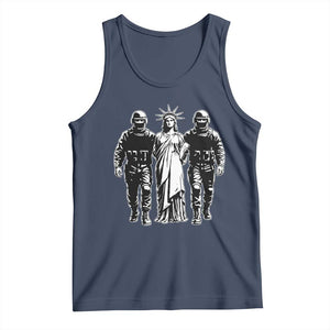 Statue Of Liberty Arrested Tank Top Funny Immigrant Rights Political Protest TS11 Navy Print Your Wear