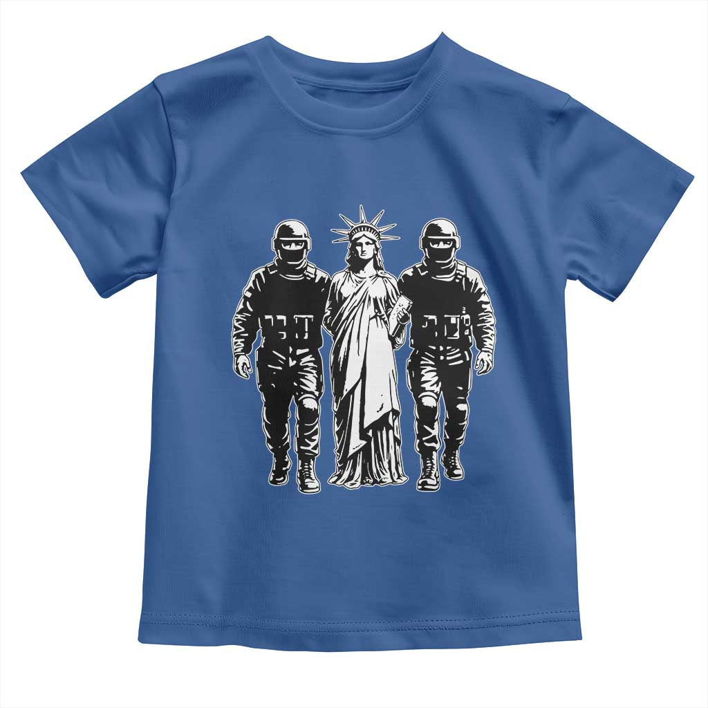 Statue Of Liberty Arrested Toddler T Shirt Funny Immigrant Rights Political Protest TS11 Royal Blue Print Your Wear