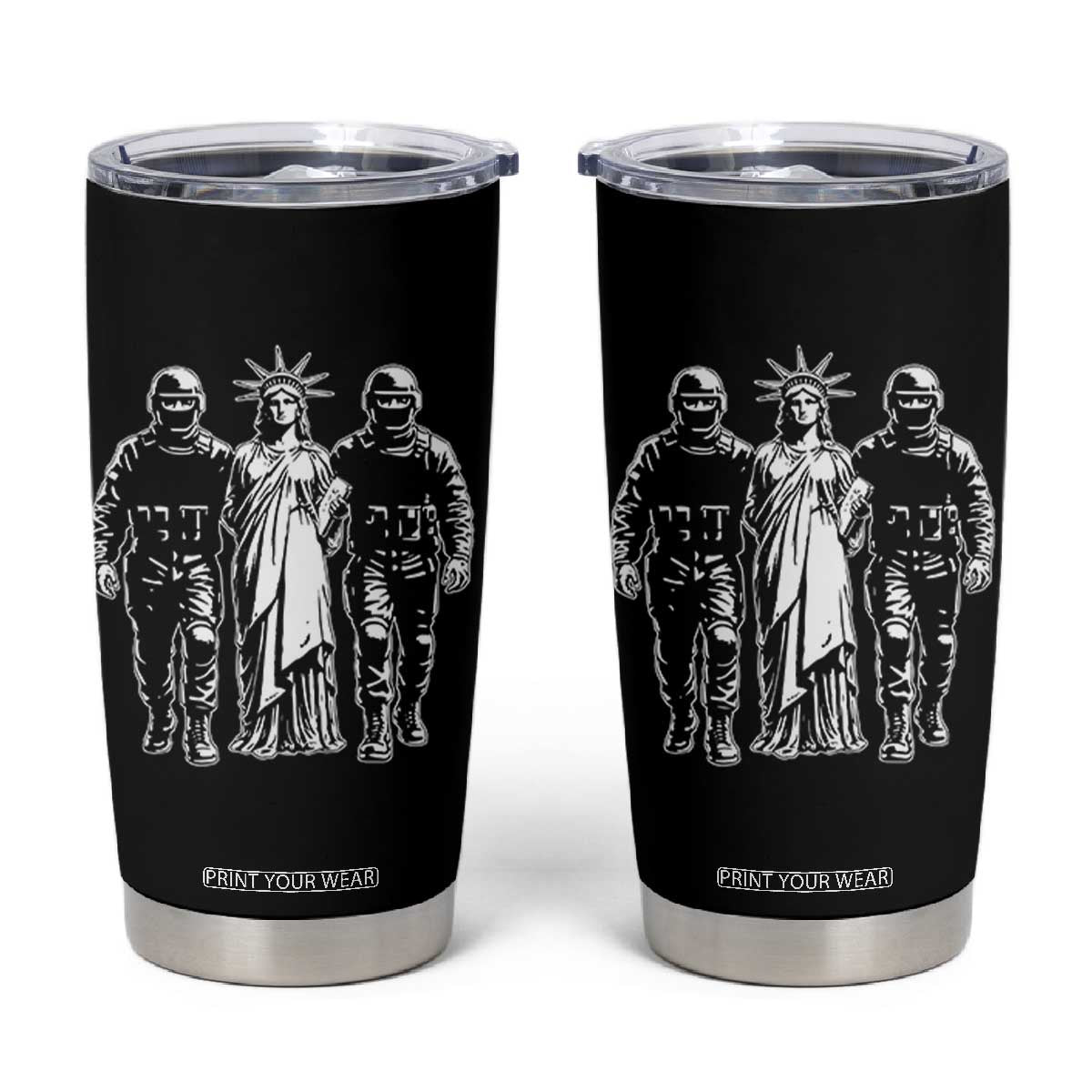 Statue Of Liberty Arrested Tumbler Cup Funny Immigrant Rights Political Protest TS11 Black Print Your Wear