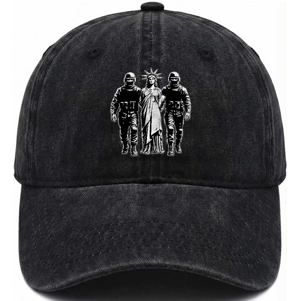 Statue Of Liberty Arrested Washed Cotton Baseball Cap Funny Immigrant Rights Political Protest TS11 Print Your Wear