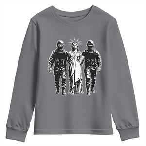Statue Of Liberty Arrested Youth Sweatshirt Funny Immigrant Rights Political Protest TS11 Charcoal Print Your Wear