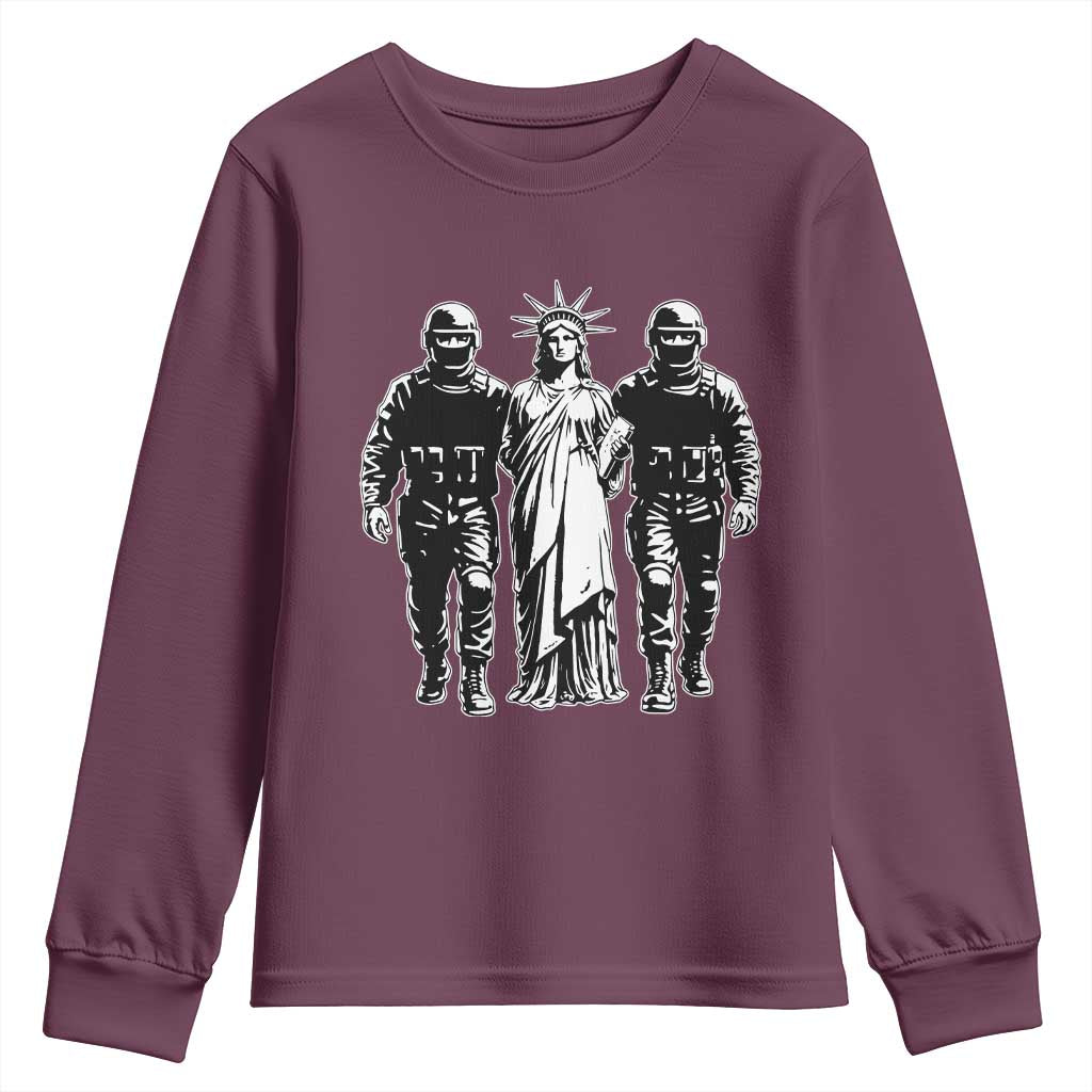 Statue Of Liberty Arrested Youth Sweatshirt Funny Immigrant Rights Political Protest TS11 Maroon Print Your Wear