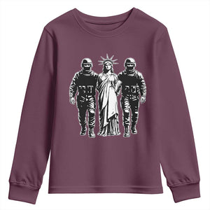 Statue Of Liberty Arrested Youth Sweatshirt Funny Immigrant Rights Political Protest TS11 Maroon Print Your Wear