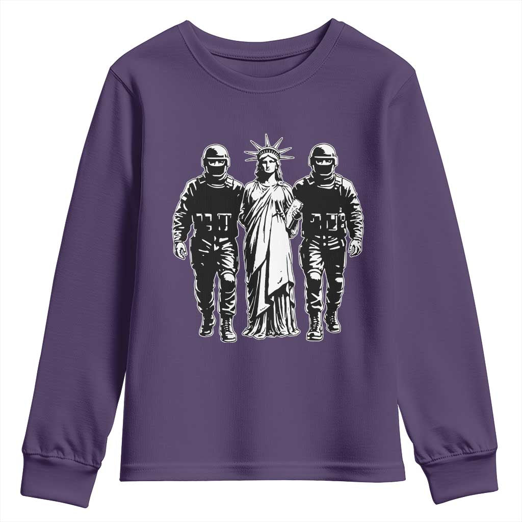 Statue Of Liberty Arrested Youth Sweatshirt Funny Immigrant Rights Political Protest TS11 Purple Print Your Wear
