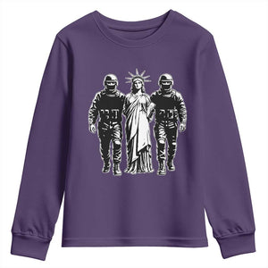 Statue Of Liberty Arrested Youth Sweatshirt Funny Immigrant Rights Political Protest TS11 Purple Print Your Wear