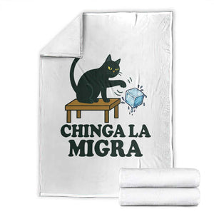 Chinga La Migra Throw Blanket Funny Immigration Rights Cat Political TS11 White Print Your Wear