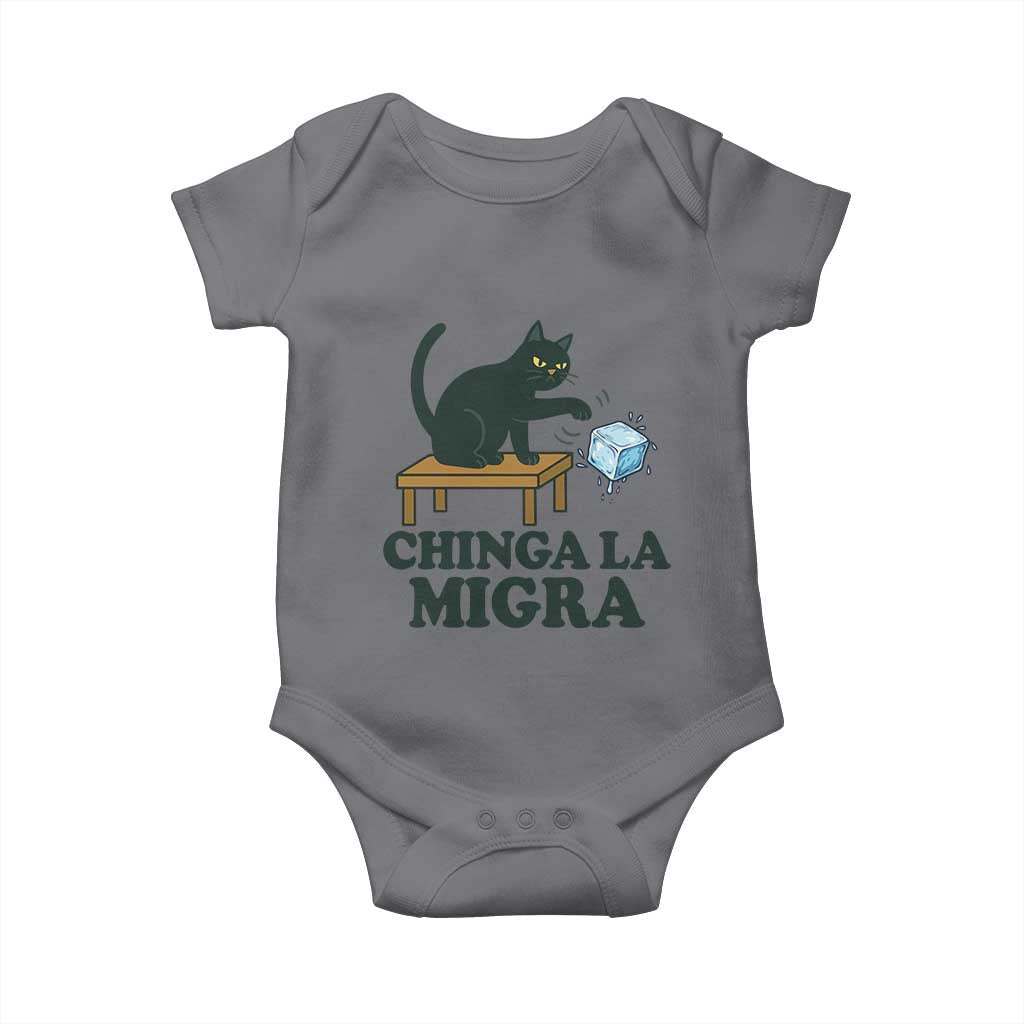 Chinga La Migra Baby Onesie Funny Immigration Rights Cat Political TS11 Charcoal Print Your Wear