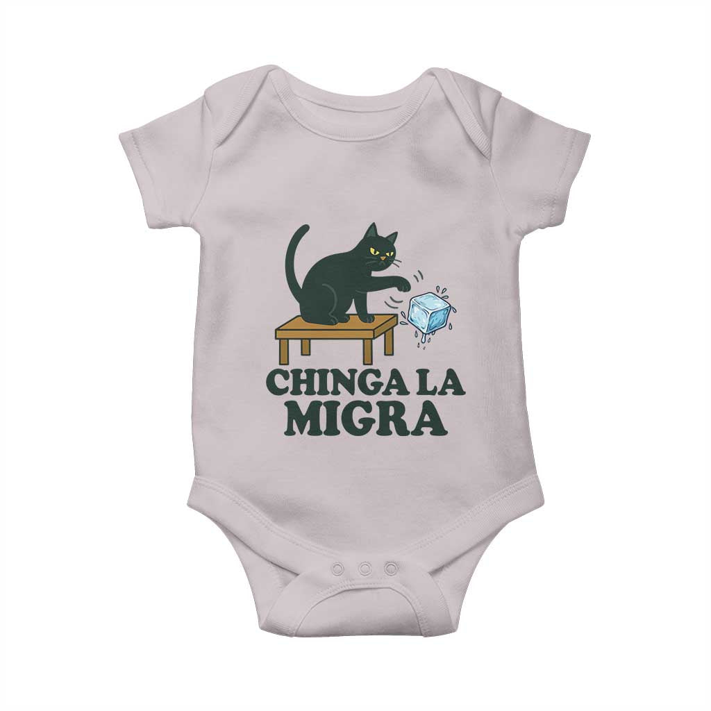 Chinga La Migra Baby Onesie Funny Immigration Rights Cat Political TS11 Ice Gray Print Your Wear