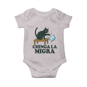 Chinga La Migra Baby Onesie Funny Immigration Rights Cat Political TS11 Ice Gray Print Your Wear