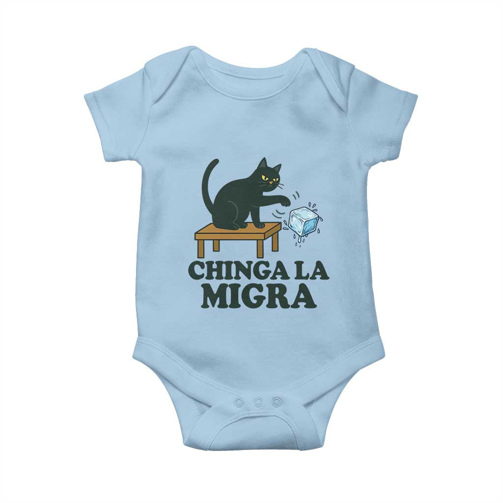 Chinga La Migra Baby Onesie Funny Immigration Rights Cat Political TS11 Light Blue Print Your Wear