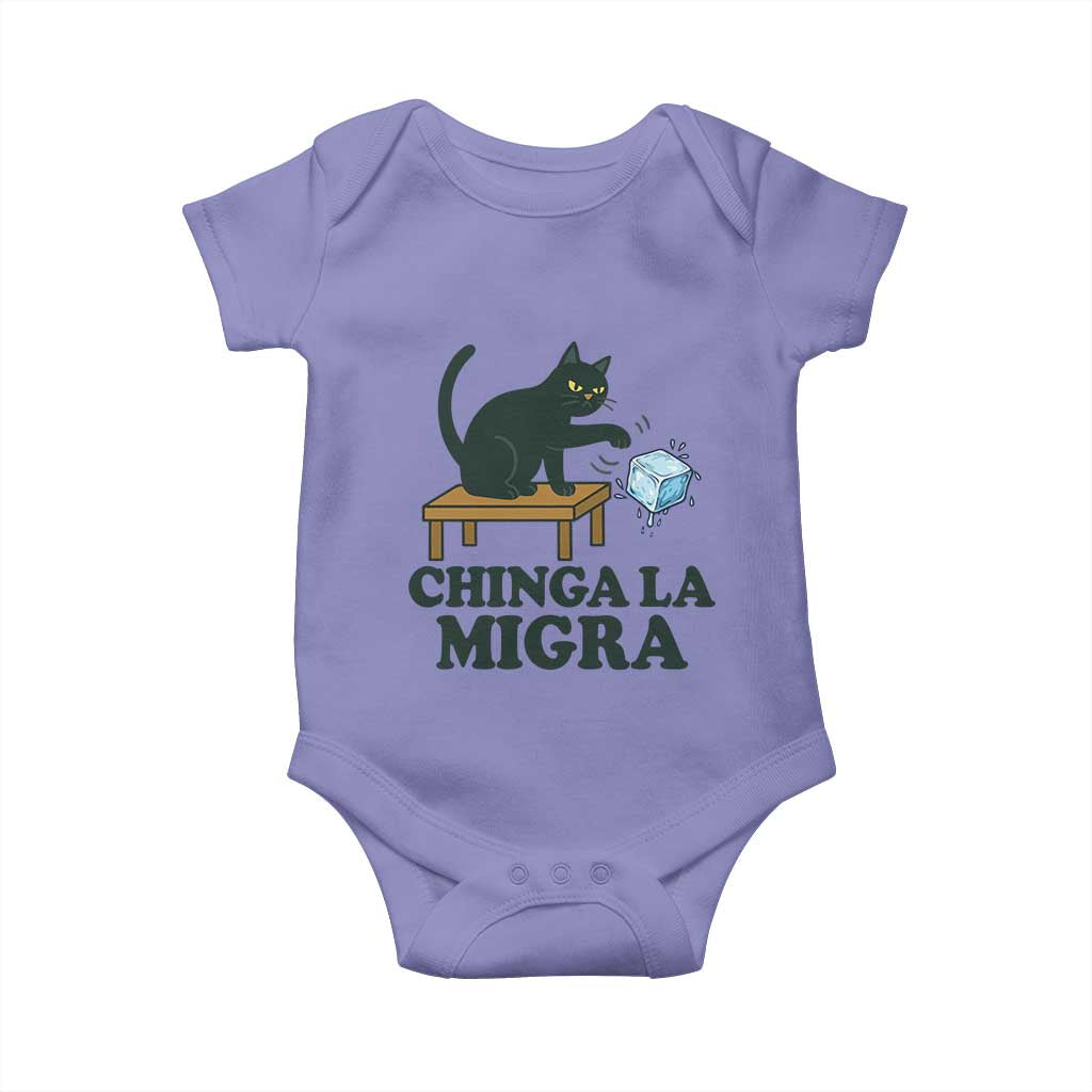 Chinga La Migra Baby Onesie Funny Immigration Rights Cat Political TS11 Violet Print Your Wear