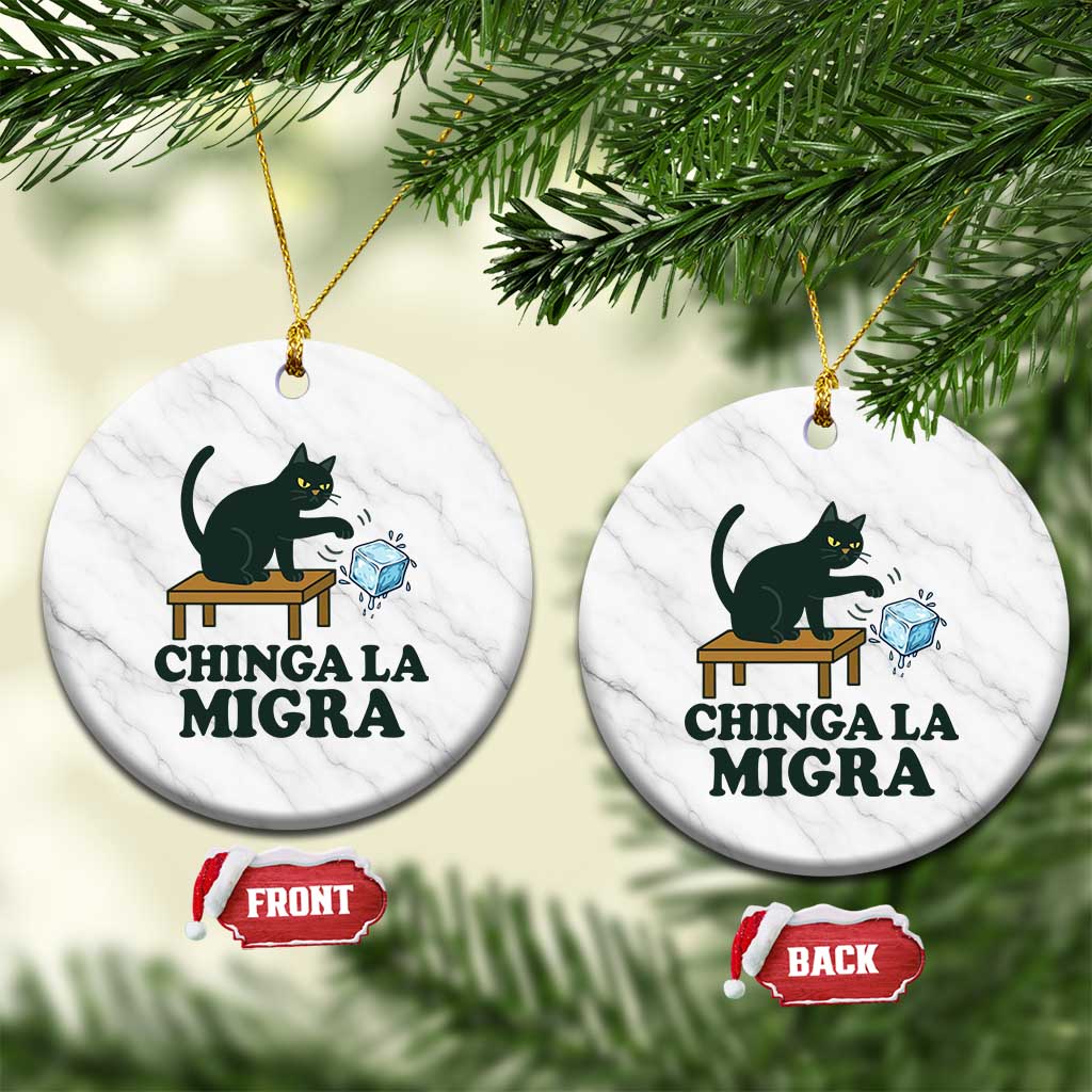 Chinga La Migra Ceramic Ornament Funny Immigration Rights Cat Political TS11 1pc White Marble Print Your Wear