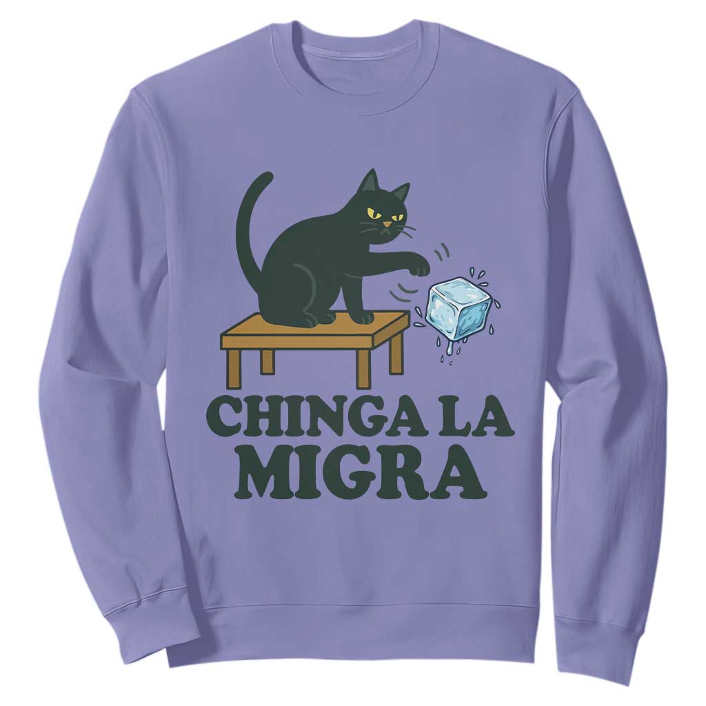 Chinga La Migra Sweatshirt Funny Immigration Rights Cat Political TS11 Violet Print Your Wear