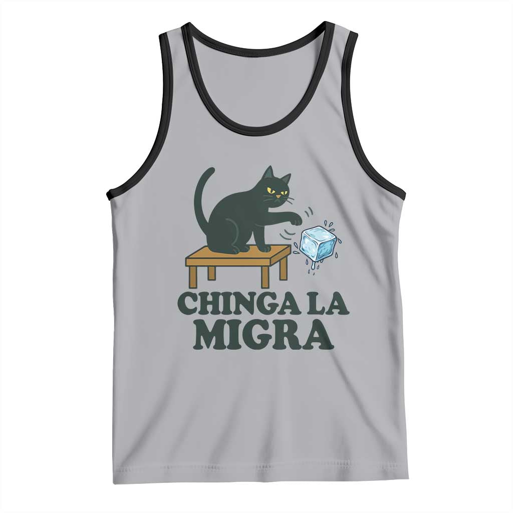 Chinga La Migra Tank Top Funny Immigration Rights Cat Political TS11 Athletic Heather Black Print Your Wear