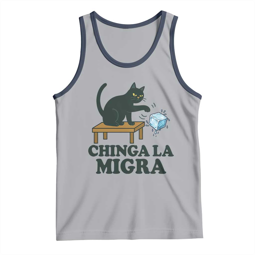 Chinga La Migra Tank Top Funny Immigration Rights Cat Political TS11 Athletic Heather Navy Print Your Wear