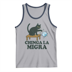 Chinga La Migra Tank Top Funny Immigration Rights Cat Political TS11 Athletic Heather Navy Print Your Wear