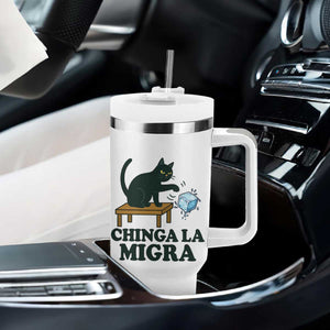 Chinga La Migra Tumbler With Handle Funny Immigration Rights Cat Political TS11 Print Your Wear