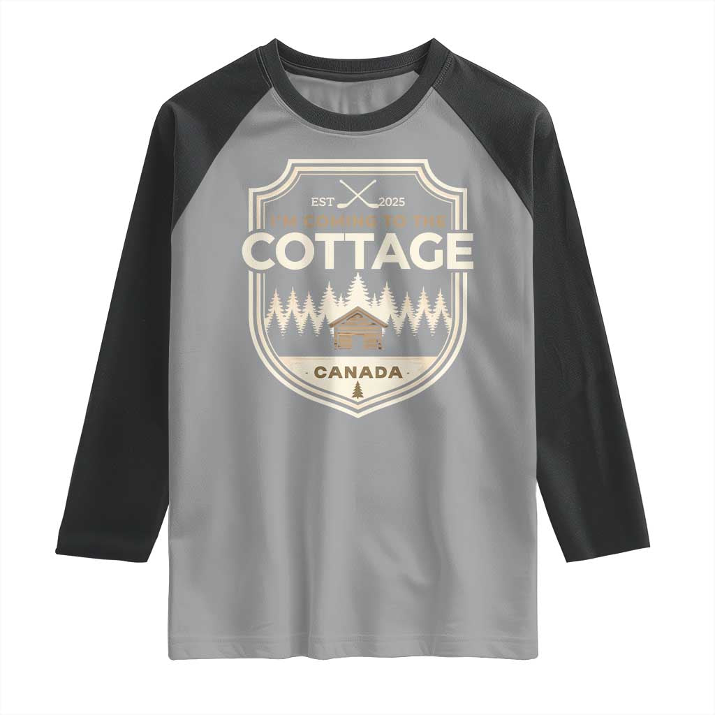 I Am Coming To The Cottage Raglan Shirt Funny Romance Hockey TS11 Sport Gray Black Print Your Wear