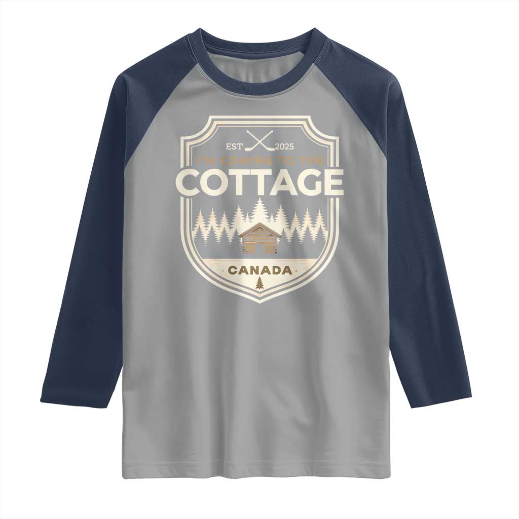 I Am Coming To The Cottage Raglan Shirt Funny Romance Hockey TS11 Sport Gray Navy Print Your Wear