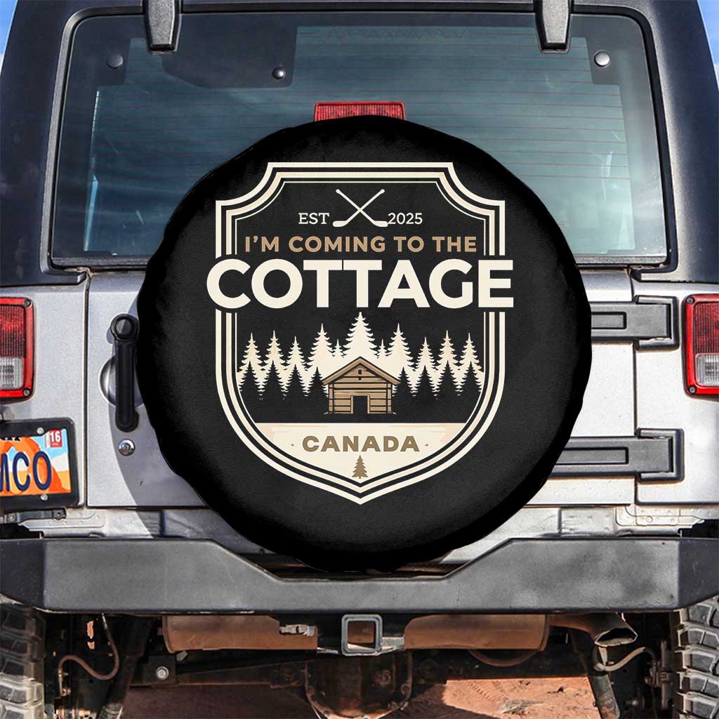 I Am Coming To The Cottage Spare Tire Cover Funny Romance Hockey TS11 No hole Black Print Your Wear