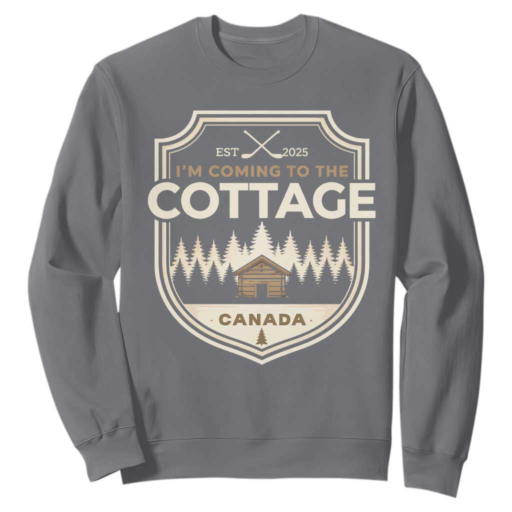 I Am Coming To The Cottage Sweatshirt Funny Romance Hockey TS11 Charcoal Print Your Wear