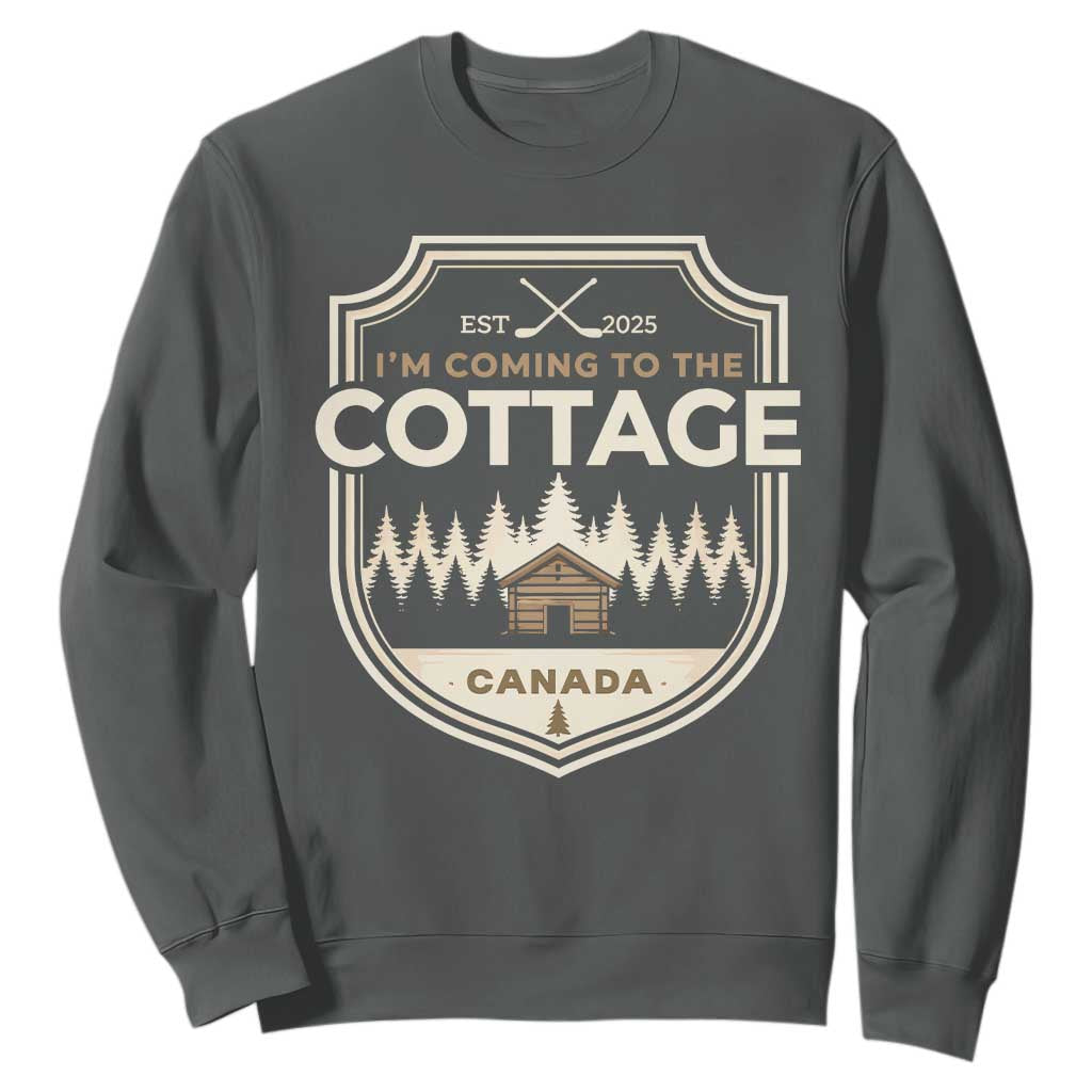 I Am Coming To The Cottage Sweatshirt Funny Romance Hockey TS11 Dark Heather Print Your Wear