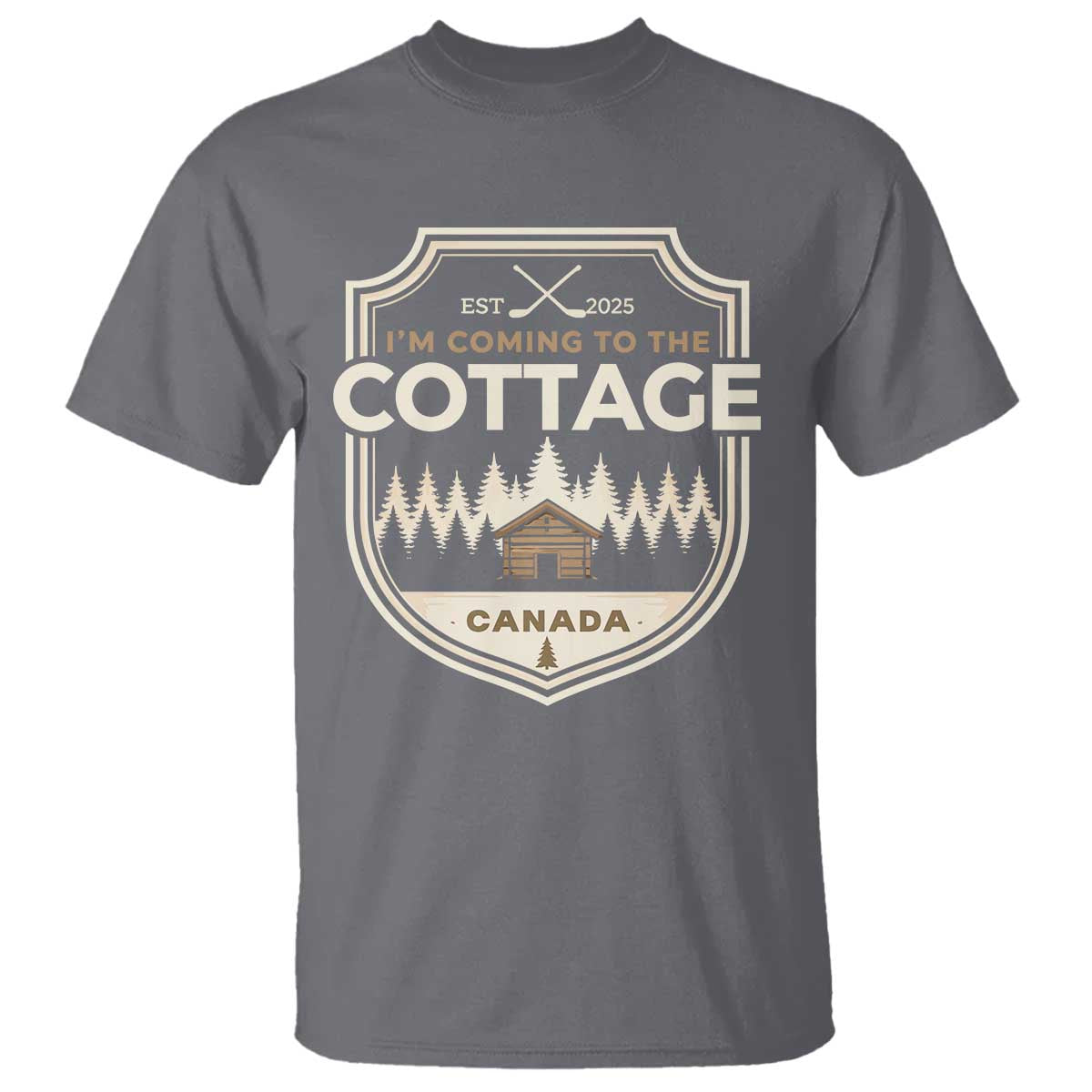 I Am Coming To The Cottage T Shirt - Funny Romance Hockey Humor Tee TS11 Charcoal Print Your Wear