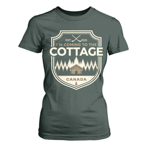 I Am Coming To The Cottage T Shirt For Women Funny Romance Hockey TS11 Dark Forest Green Print Your Wear
