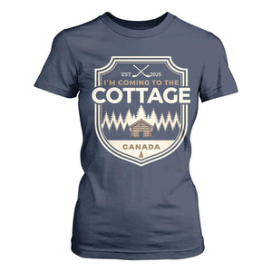 I Am Coming To The Cottage T Shirt For Women Funny Romance Hockey TS11 Navy Print Your Wear