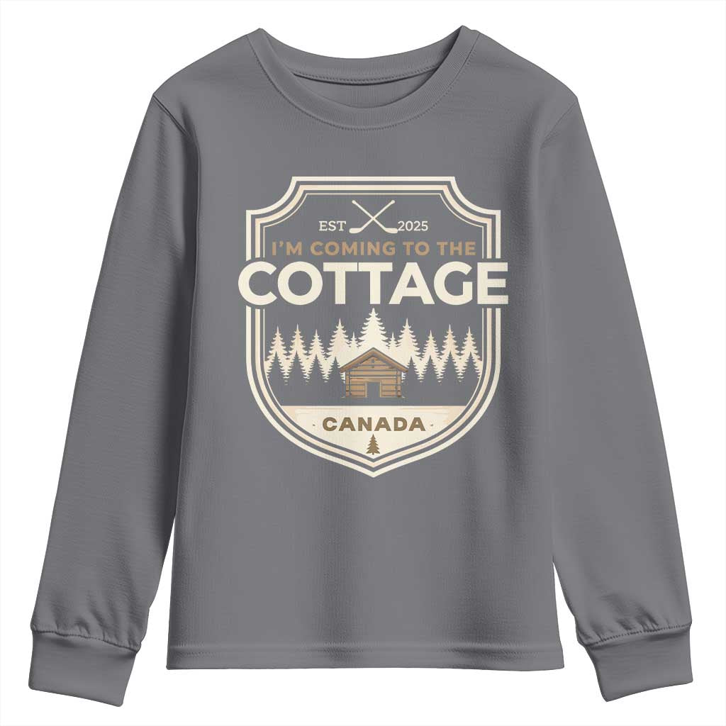 I Am Coming To The Cottage Youth Sweatshirt Funny Romance Hockey TS11 Charcoal Print Your Wear